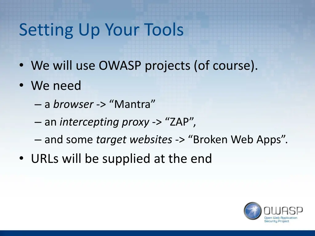 setting up your tools