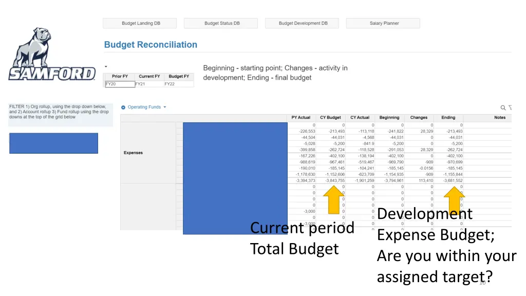 development expense budget are you within your