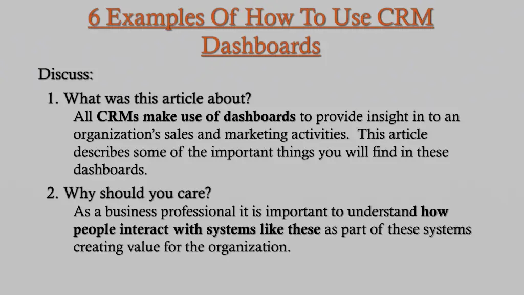 6 examples of how to use crm dashboards discuss