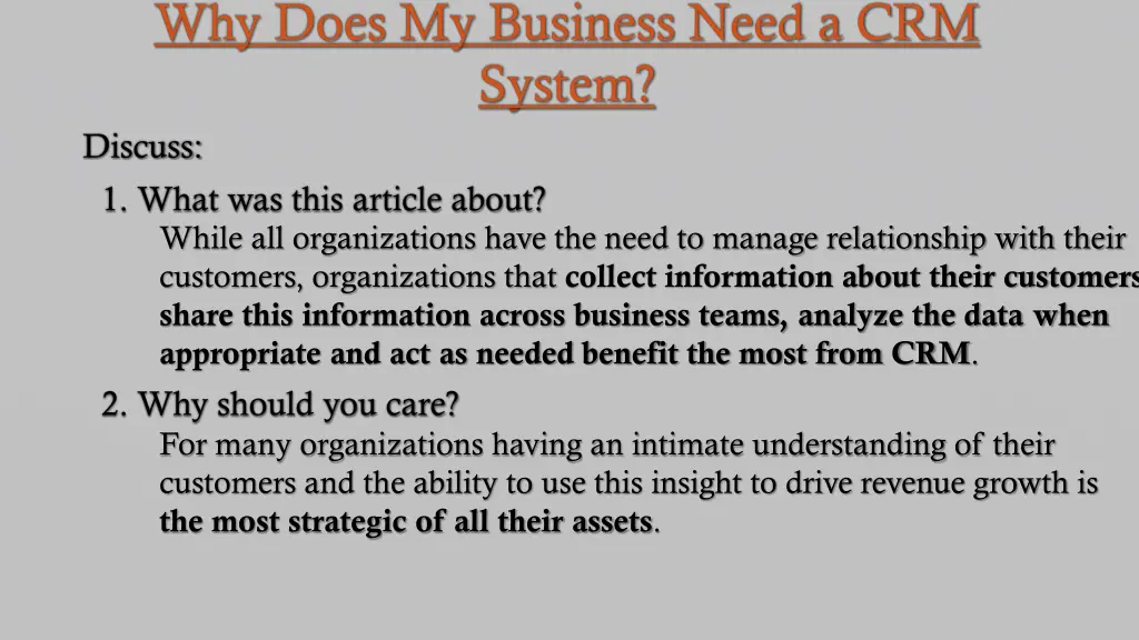 why does my business need a crm system discuss