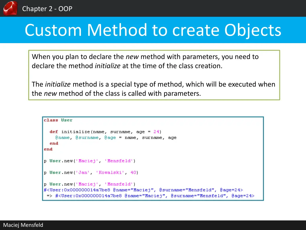 chapter 2 oop custom method to create objects