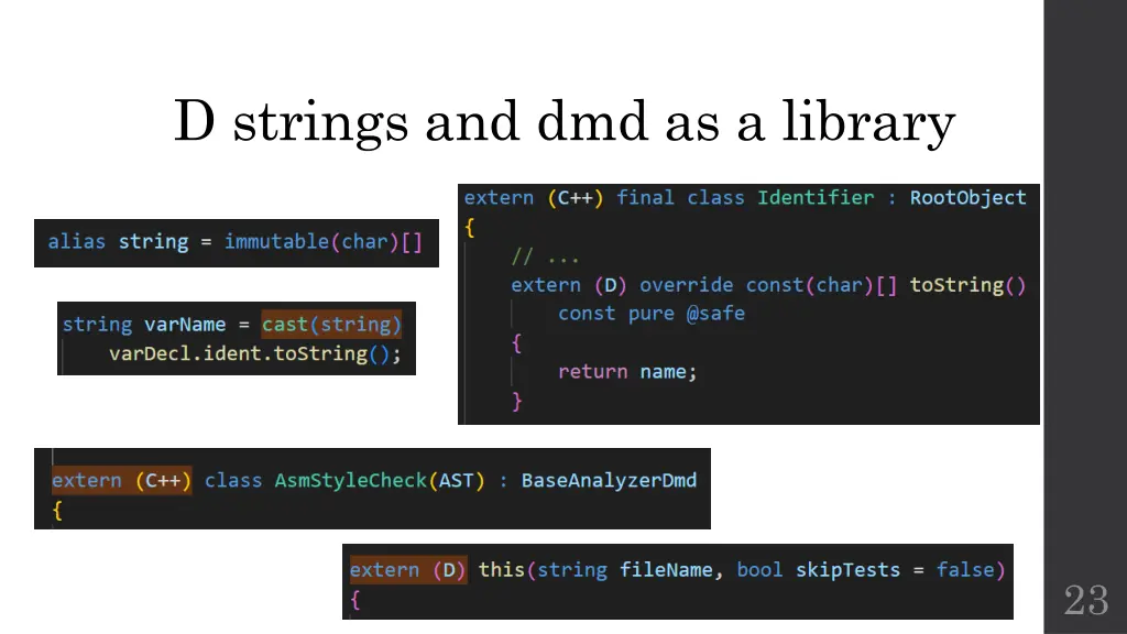 d strings and dmd as a library