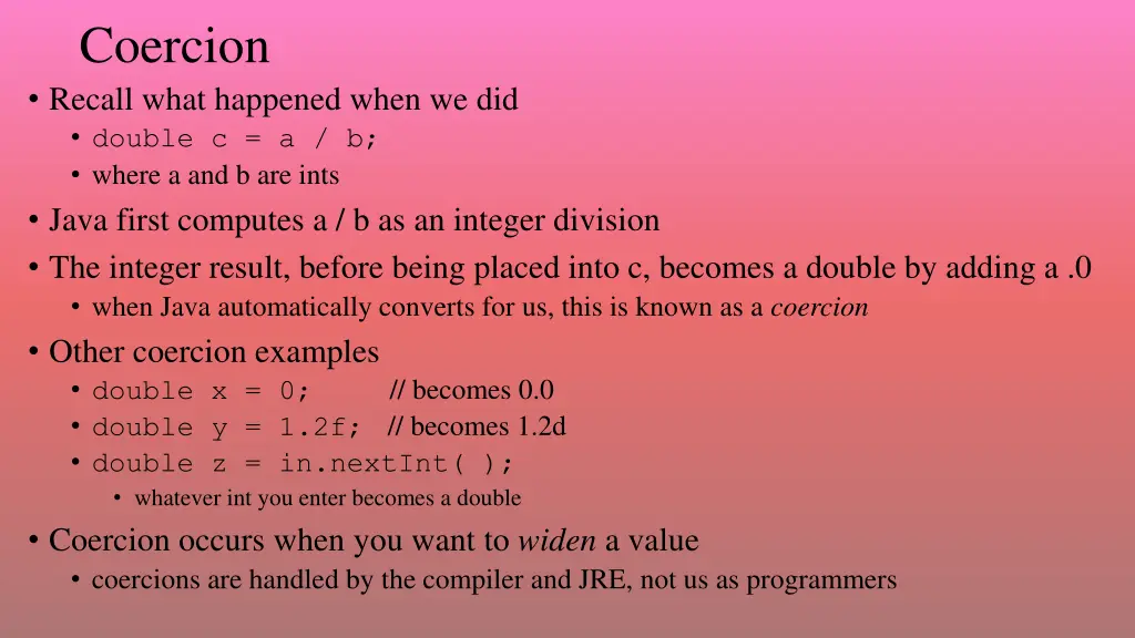 coercion recall what happened when we did double