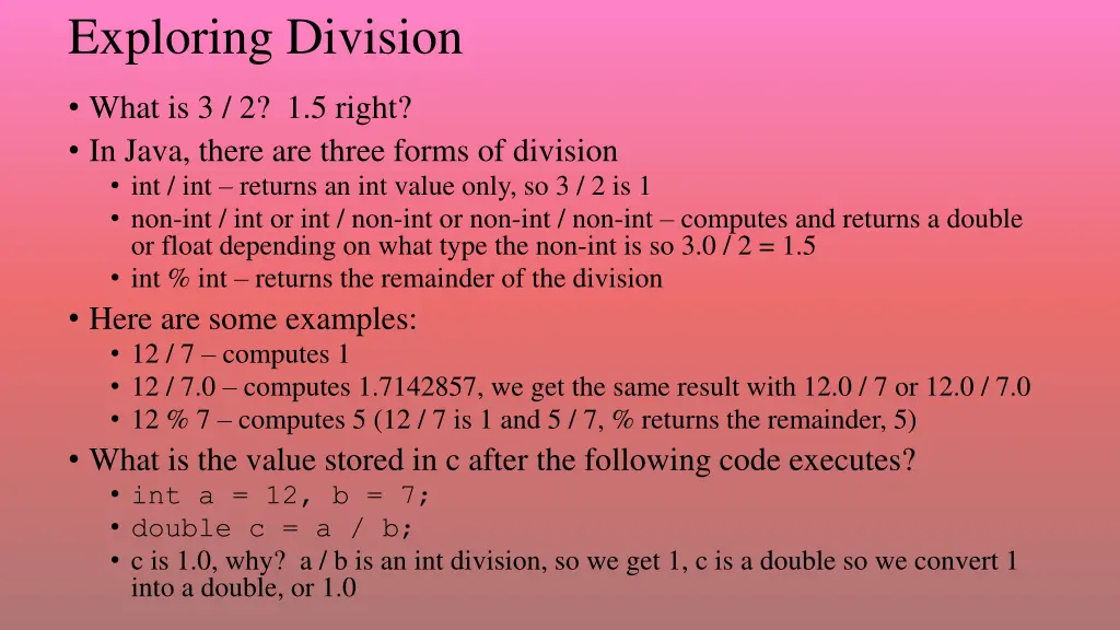 exploring division