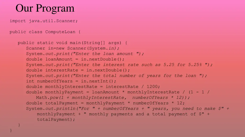 our program 1