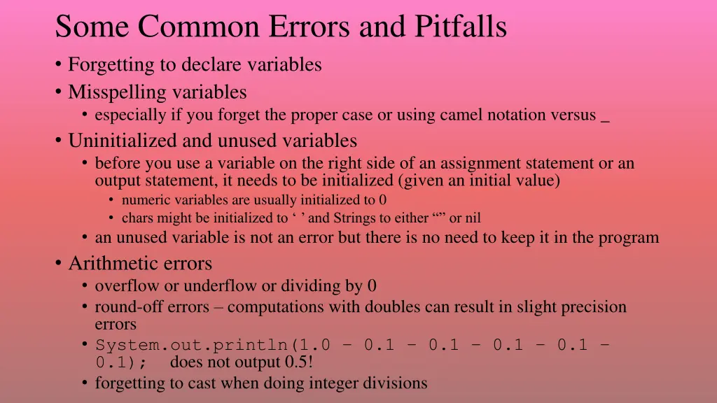 some common errors and pitfalls forgetting