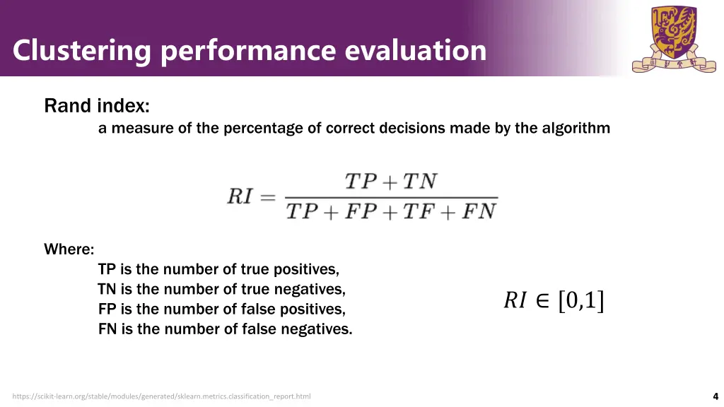 clustering performance evaluation