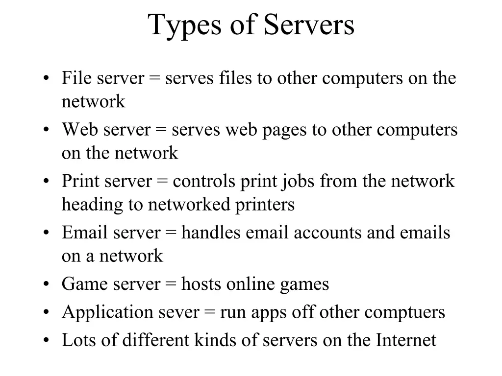 types of servers