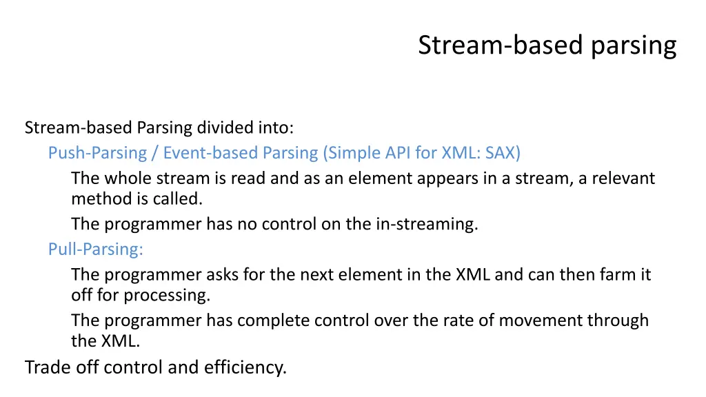 stream based parsing