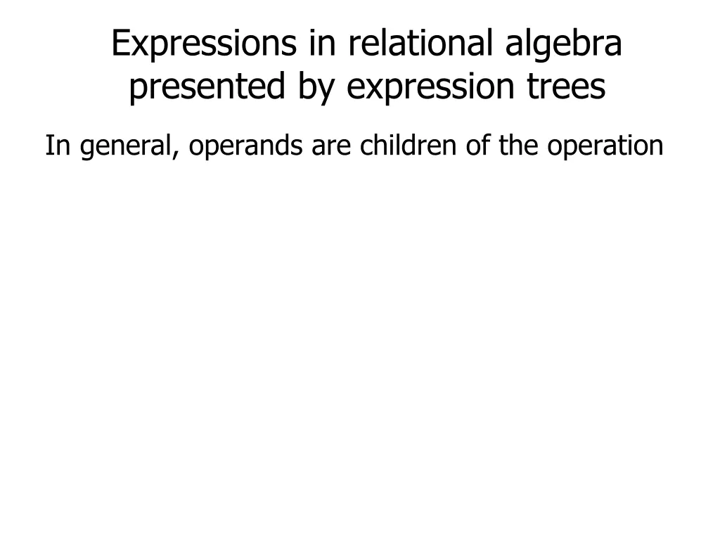 expressions in relational algebra presented