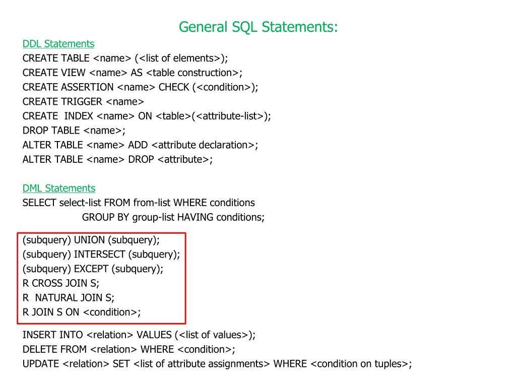 general sql statements 1