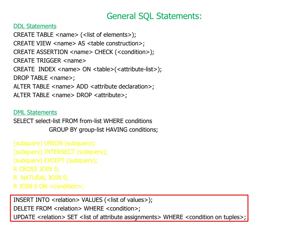 general sql statements 10