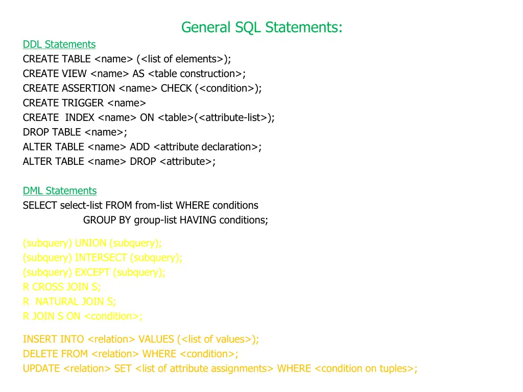 general sql statements 12