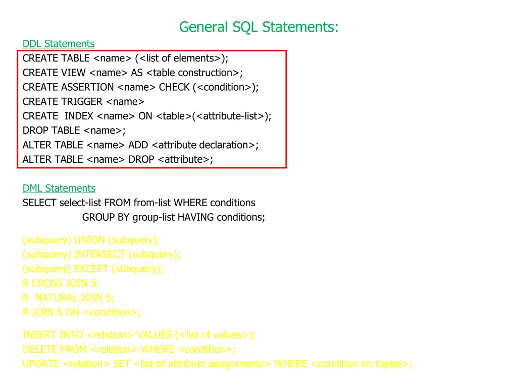 general sql statements 13