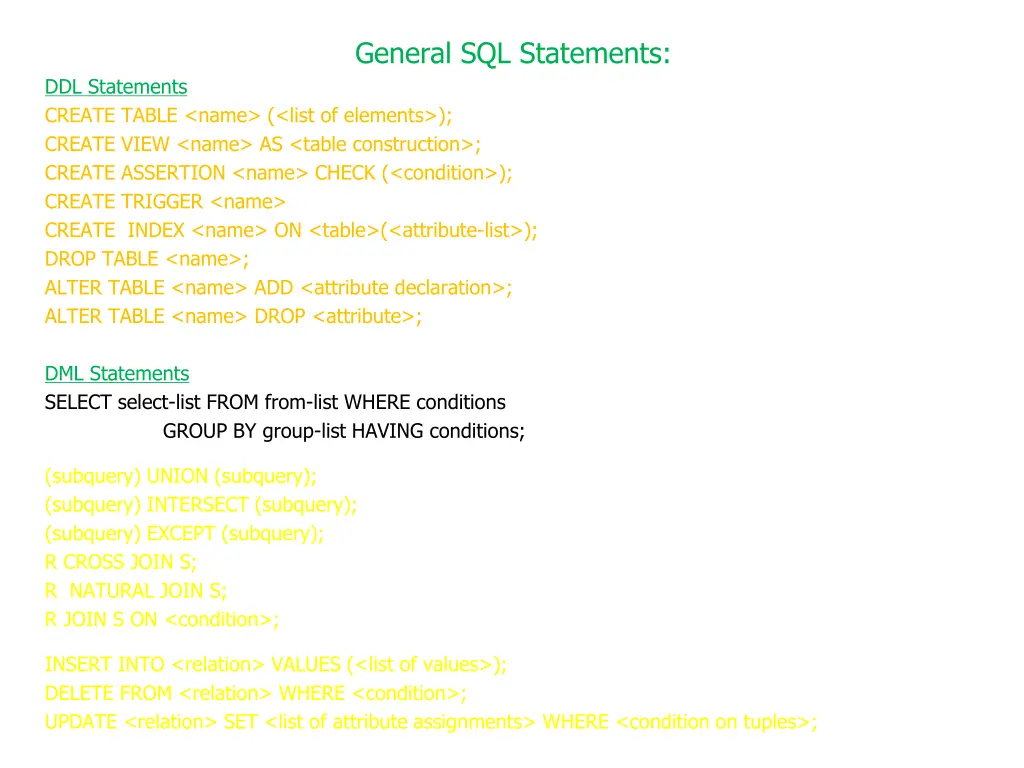 general sql statements 15