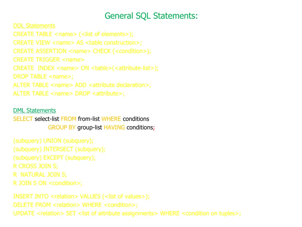 general sql statements 16