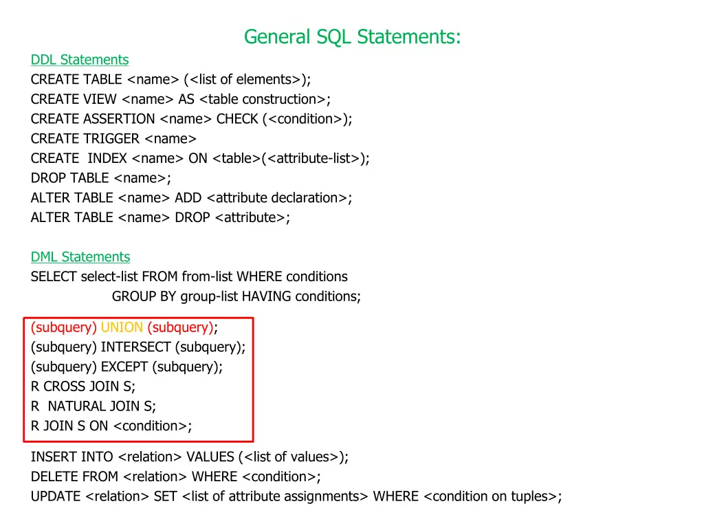general sql statements 2