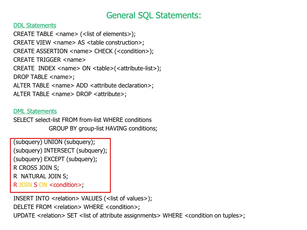 general sql statements 5