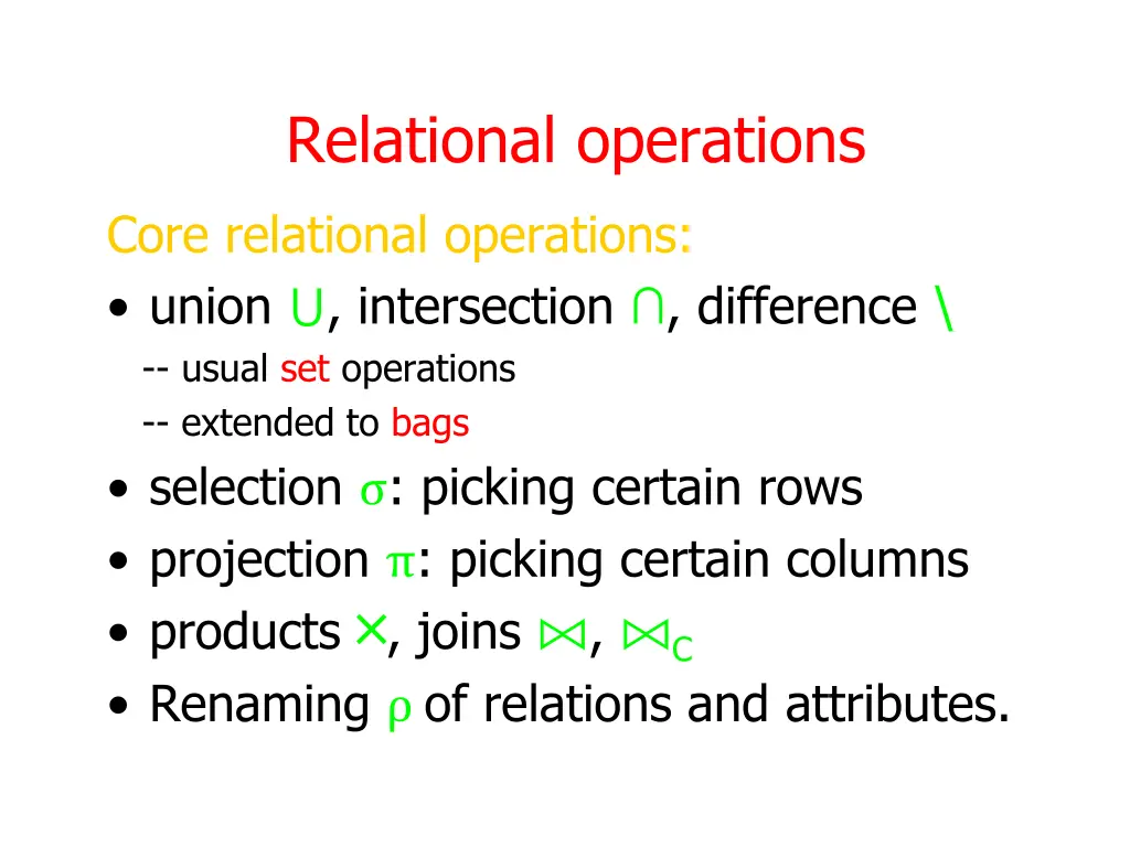relational operations