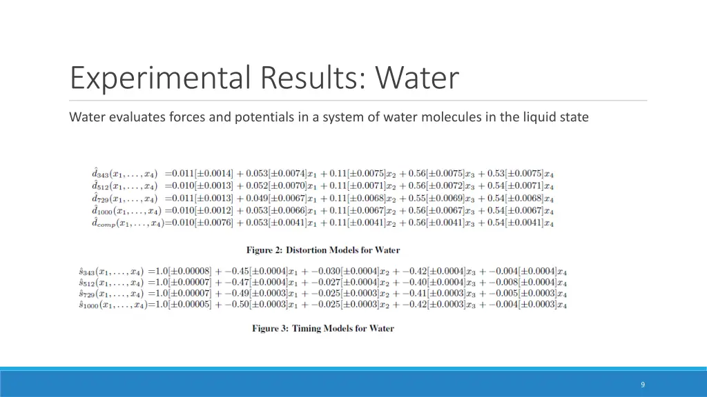 experimental results water