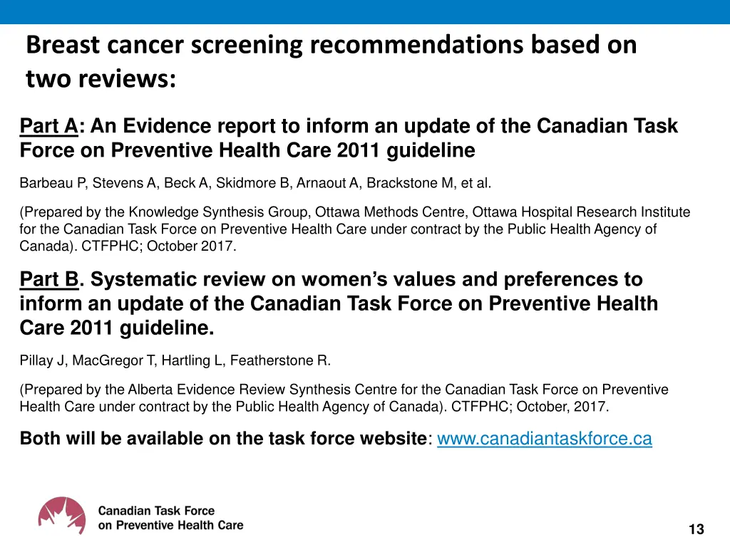 breast cancer screening recommendations based