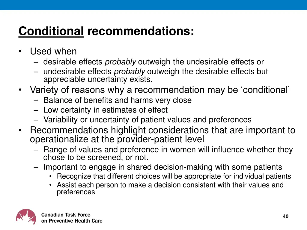 conditional recommendations