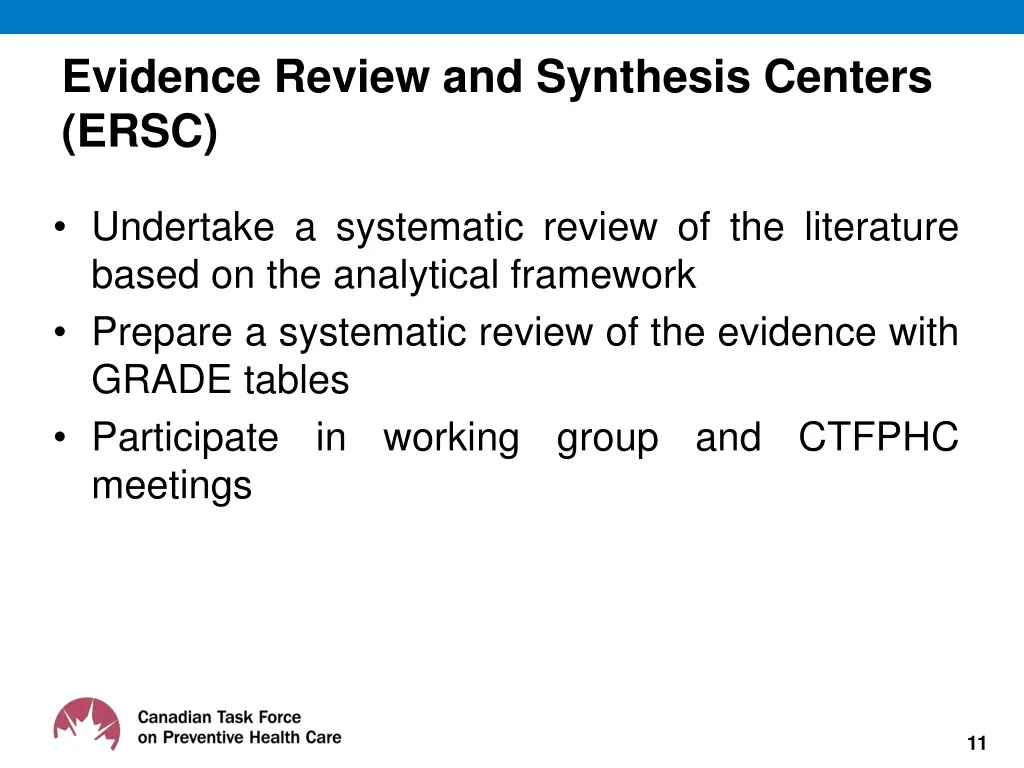 evidence review and synthesis centers ersc