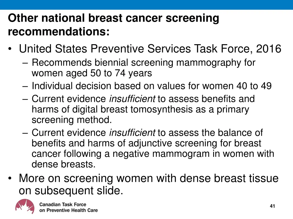 other national breast cancer screening