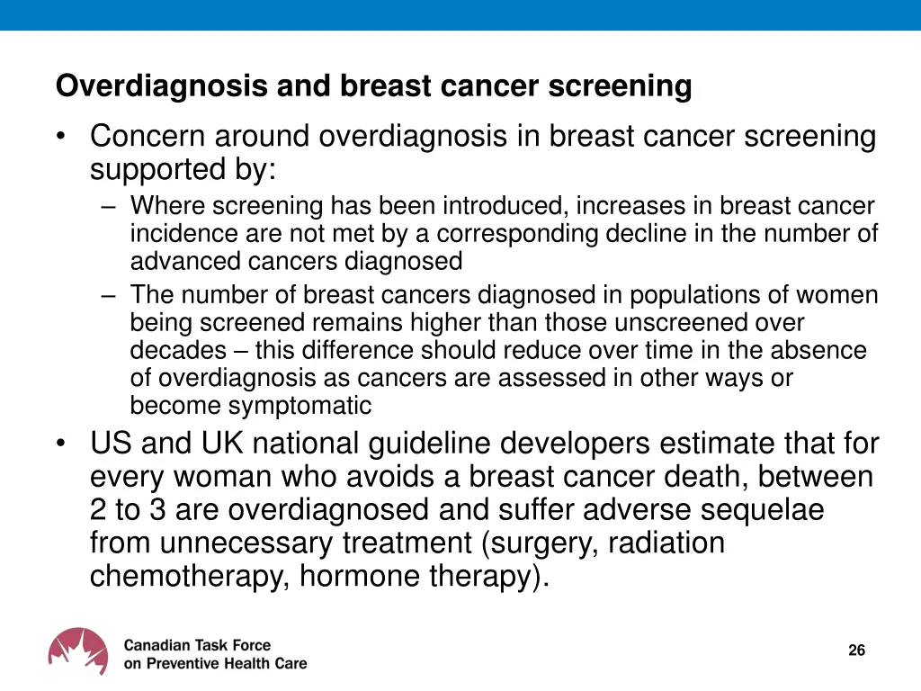 overdiagnosis and breast cancer screening concern