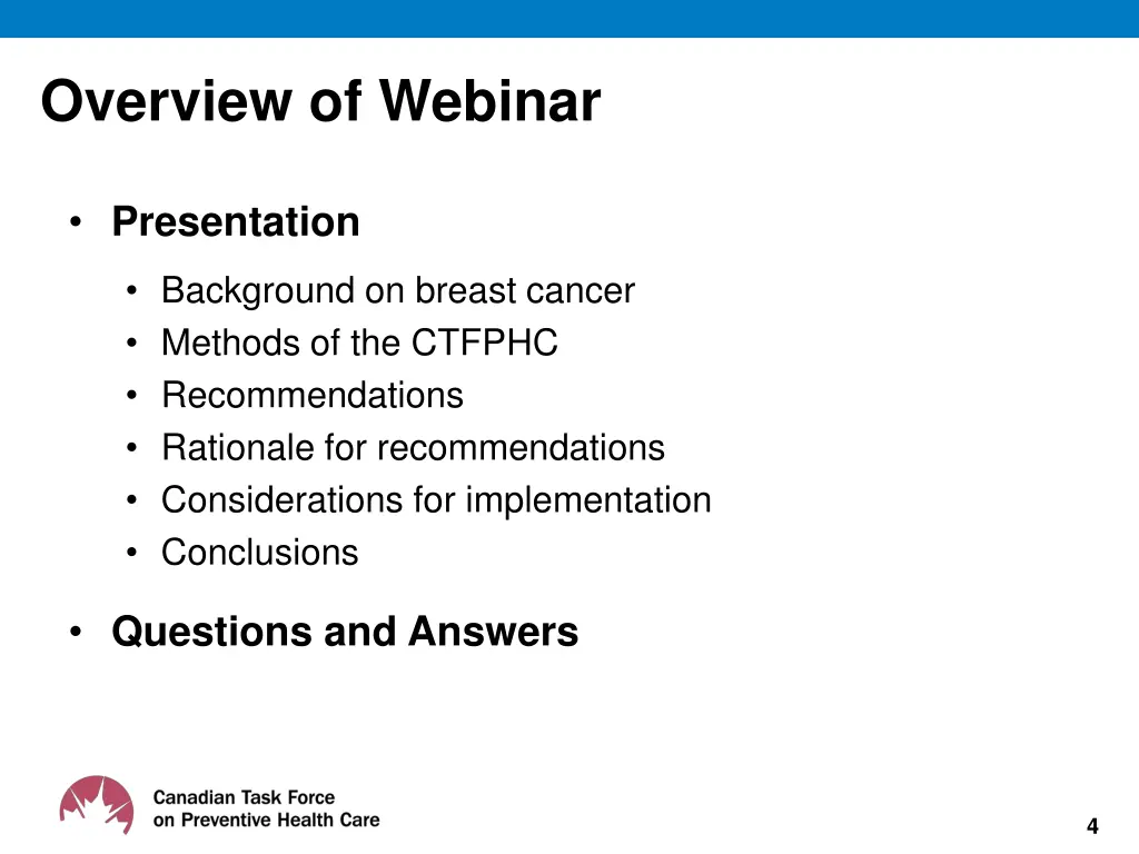 overview of webinar
