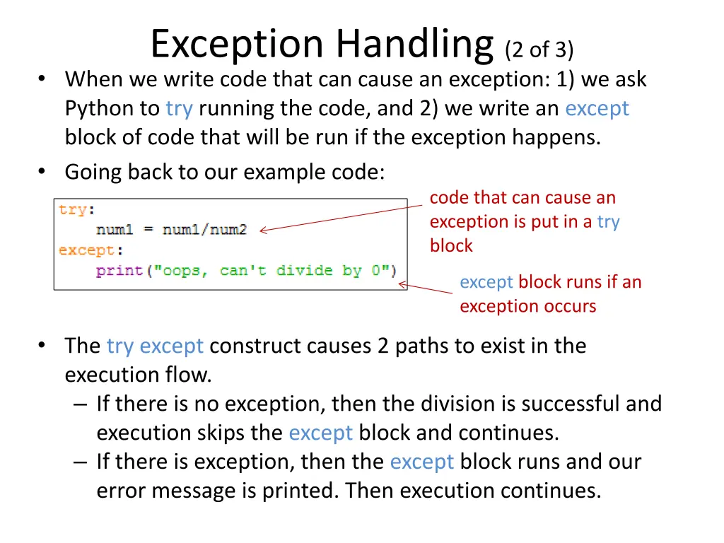 exception handling 2 of 3 when we write code that