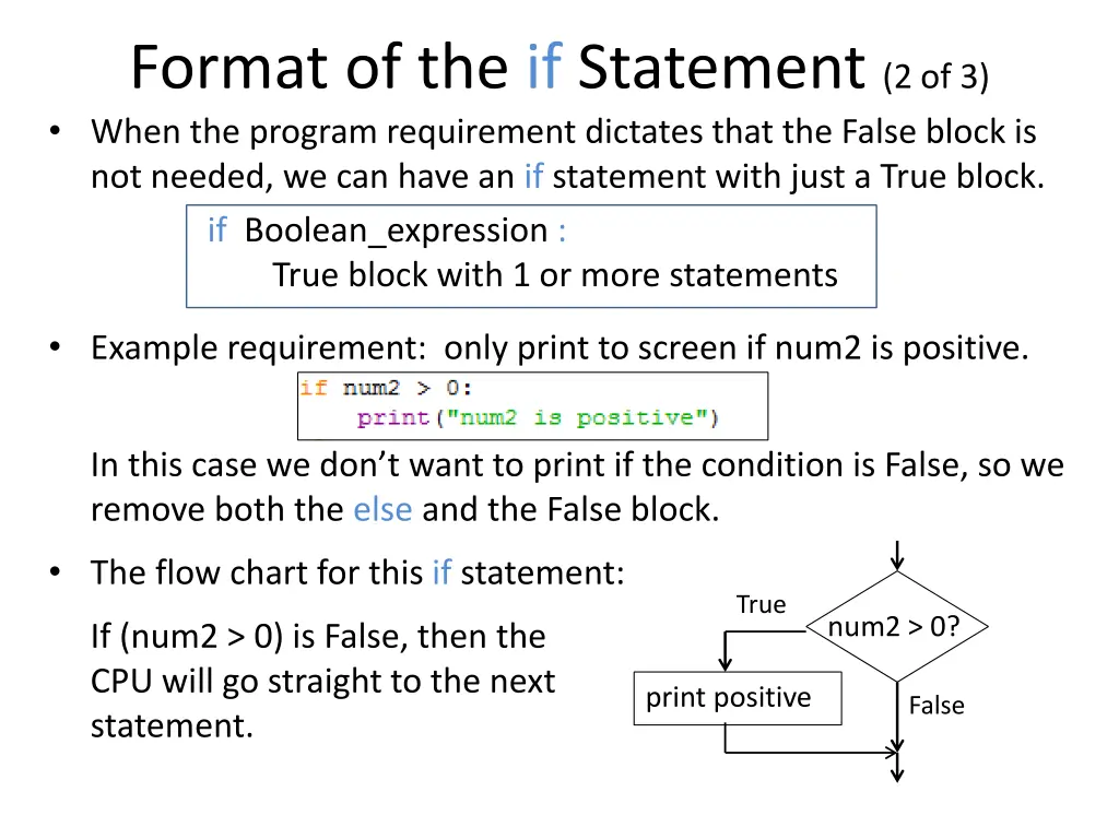 format of the if statement 2 of 3 when