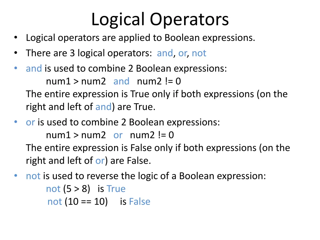 logical operators