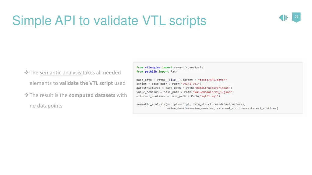 simple api to validate vtl scripts