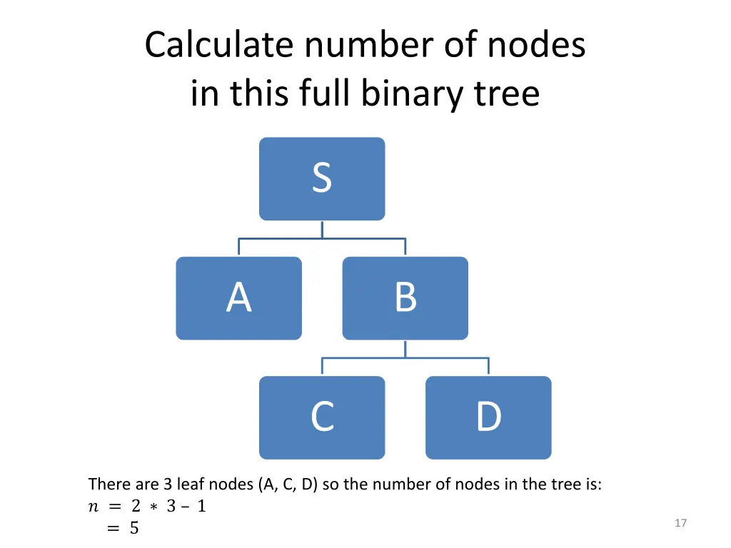 calculate number of nodes in this full binary tree