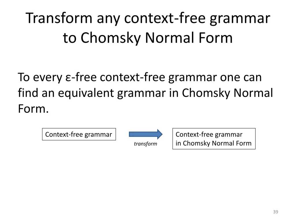 transform any context free grammar to chomsky