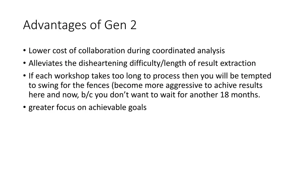 advantages of gen 2