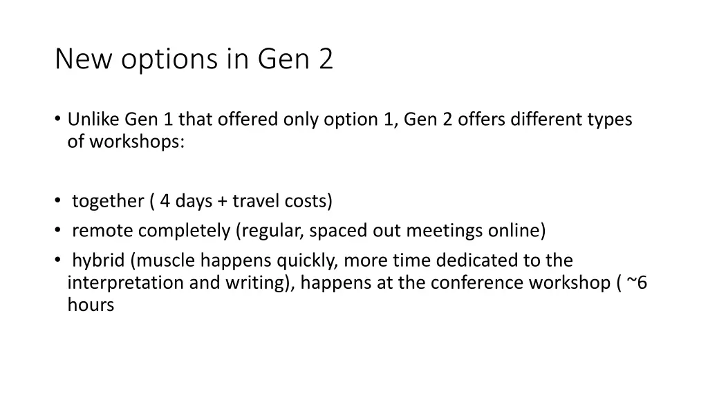 new options in gen 2
