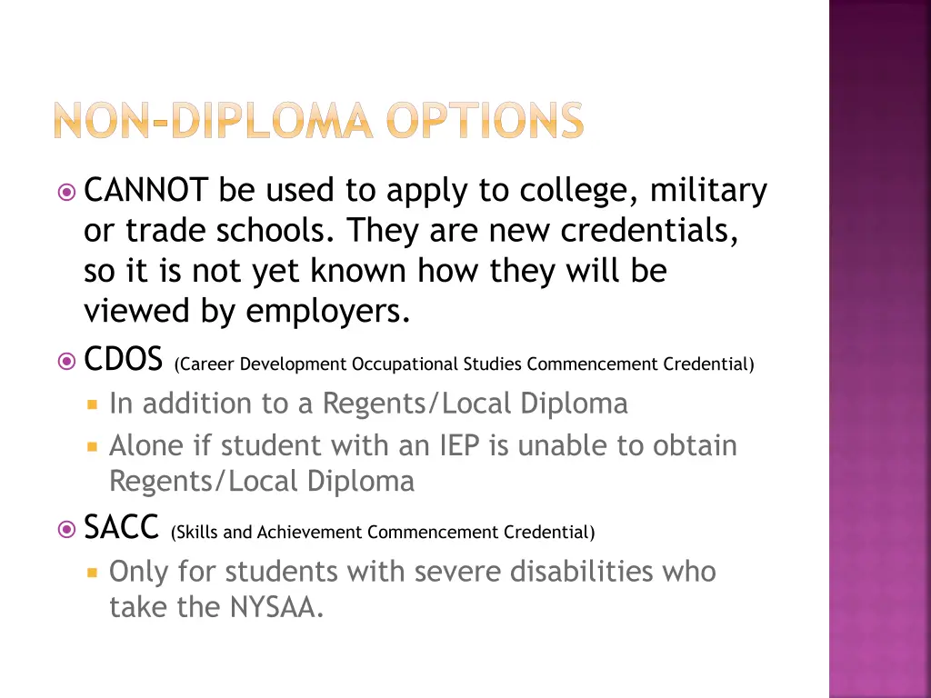 non diploma options