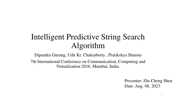 intelligent predictive string search algorithm
