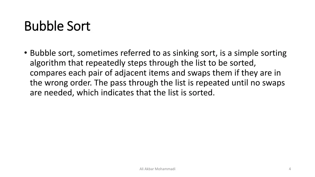 bubble sort bubble sort