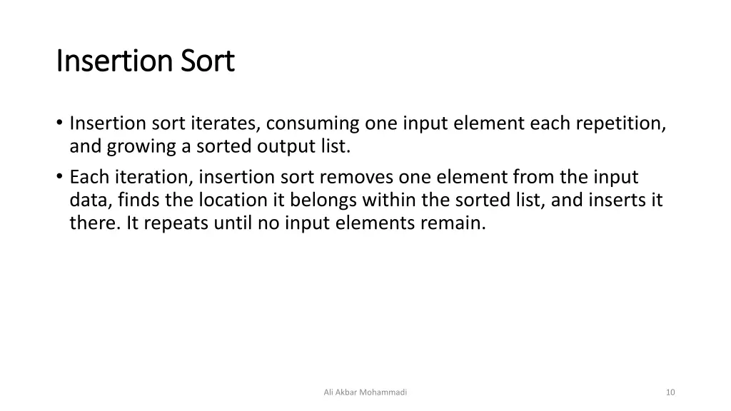 insertion sort insertion sort