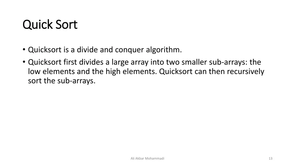 quick sort quick sort