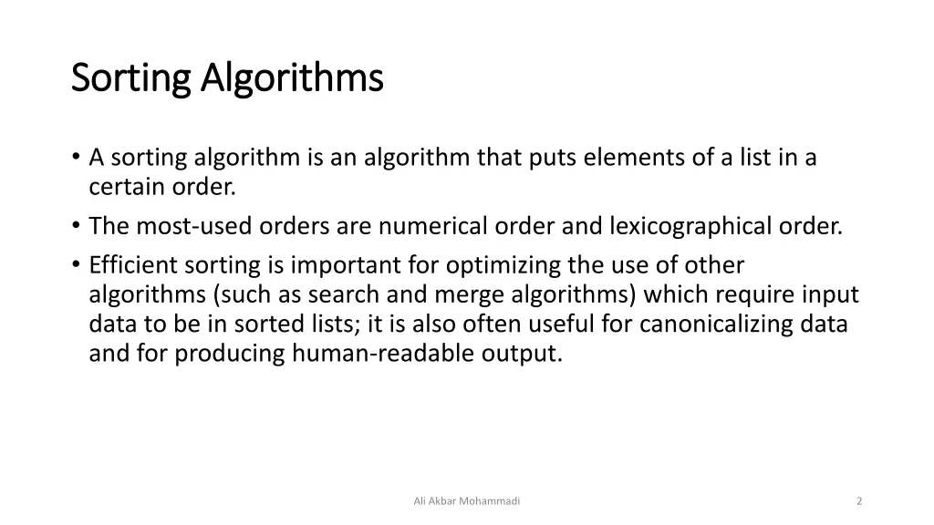 sorting algorithms sorting algorithms