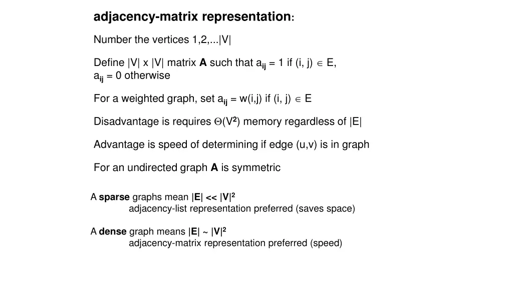 adjacency matrix representation