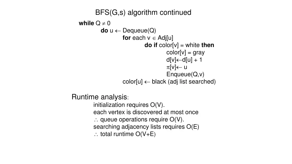 bfs g s algorithm continued while