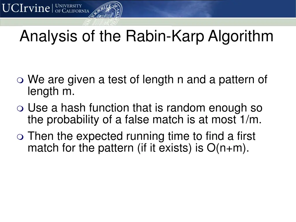 analysis of the rabin karp algorithm