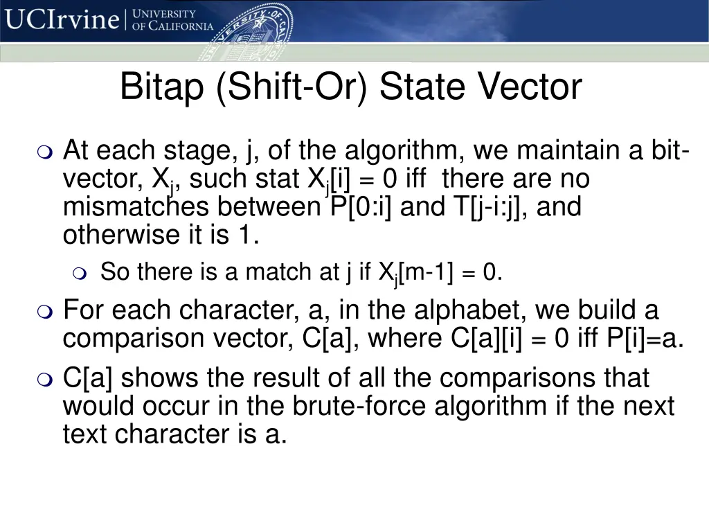 bitap shift or state vector