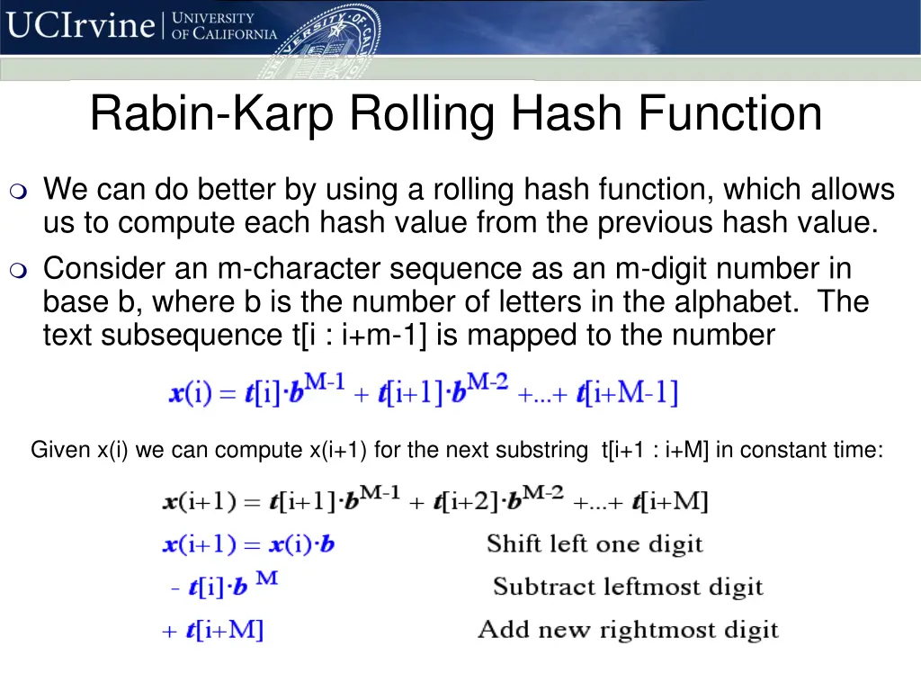 rabin karp rolling hash function