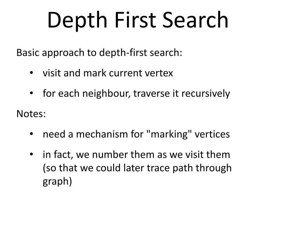 depth first search